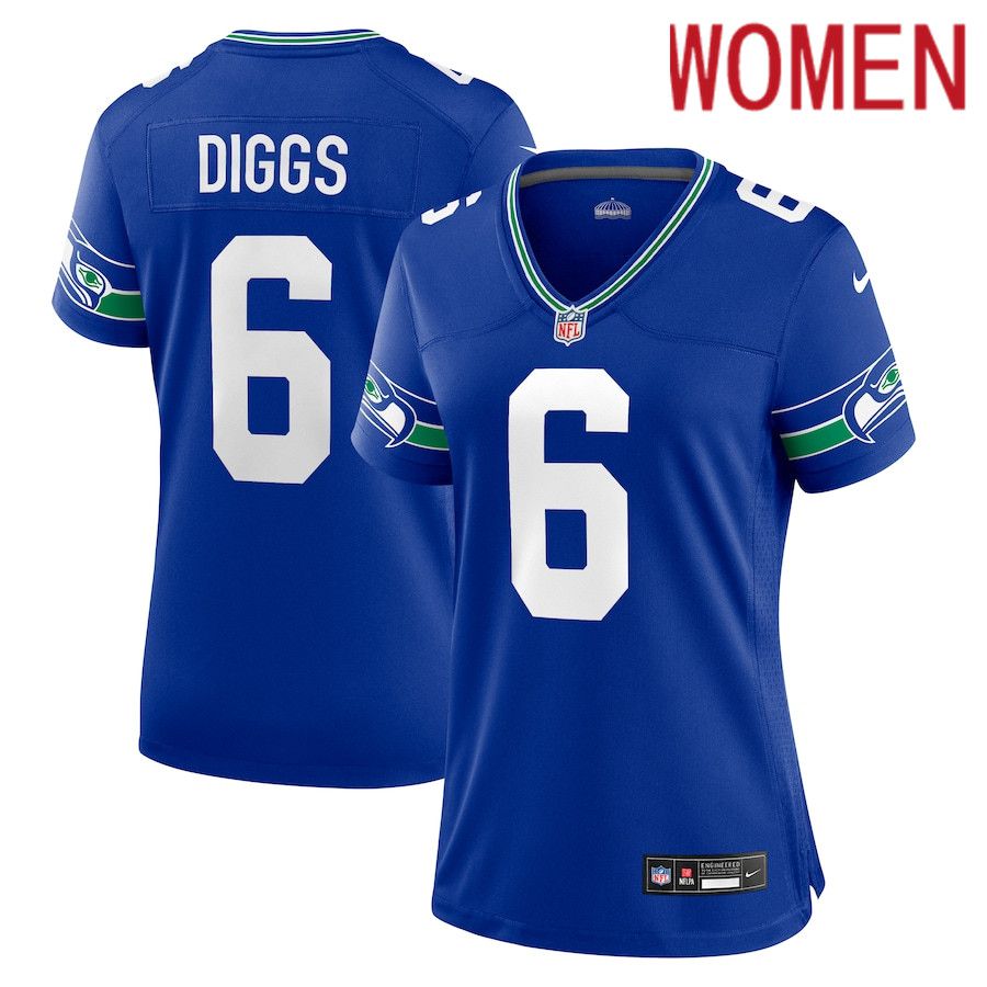 Women Seattle Seahawks 6 Quandre Diggs Nike Royal Throwback Player Game NFL Jersey